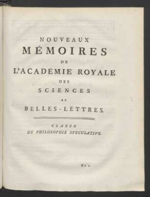 Classe De Philosophie Spéculative