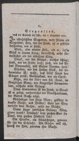 Siegeslied, nach der Schlacht bei Lissa, den 5. Dezember 1757.