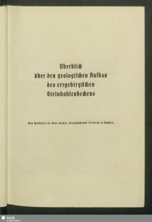 Überblick über den geologischen Aufbau des erzgebirgischen Steinkohlenbeckens