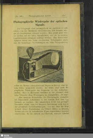 Photographische Wiedergabe der optischen Signale