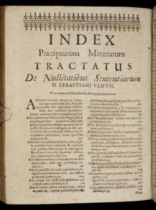 Index Præcipuarum Materiarum [...]