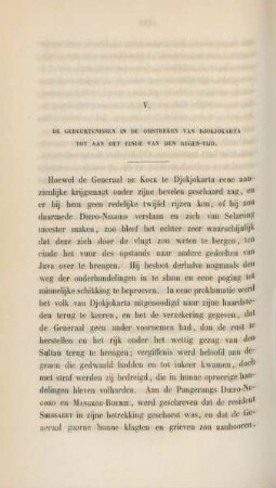 V. De gebeurtenissen in de omstreken van Djokjokarta tot aan het einde van den regen-tijd