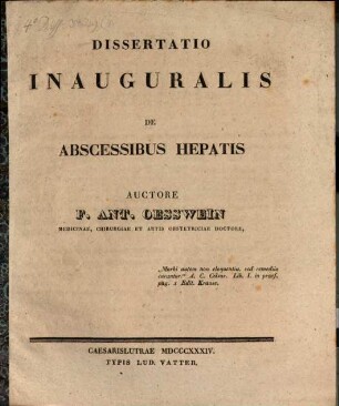 Diss. inaug. de abscessibus hepatis