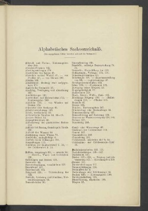 Alphabetische Sachverzeichniß
