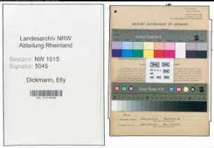 Entnazifizierung Elly Dickmann , geb. 10.02.1898 (Geschaeftsinhaberin)