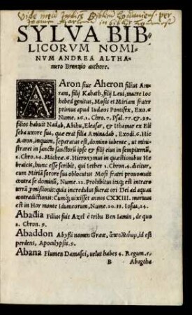 Sylva Biblicorum Nominum ...