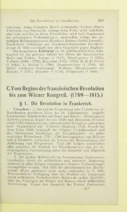 C. Vom Beginn der französischen Revolution bis zum Wiener Kongreß. (1789 - 1815.)