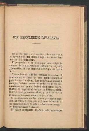Don Bernardino Rivadavia