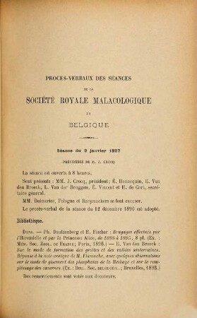 Procès-verbaux des séances de la Société Royale Malacologique de Belgique. 26. 1897