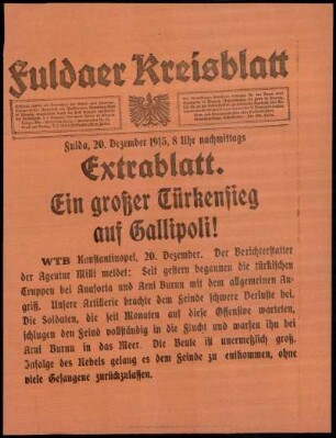 Zweite Ausgabe vom Montag, den 20. Dezember 1915.