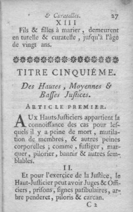 Titre cinquiéme. Des Hautes, Moyennes et Basses Justices.