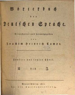 Wörterbuch der deutschen Sprache. 5, U bis Z