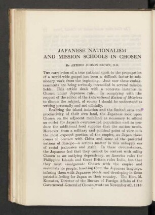 Japanese nationalism and mission schools in chosen