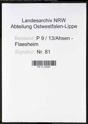 Sterberegister Standesamt Ahsen-Flaesheim
