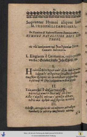 Hymni aliquot sacri M. Theophili Cangiseri.