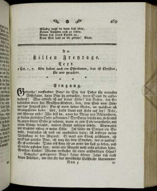 Am stillen Freytage. - Evangelium am ersten Ostertage.