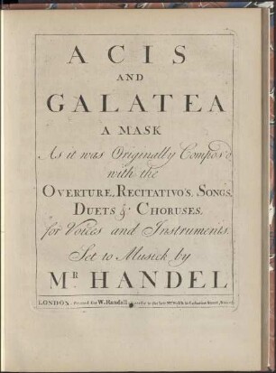 Acis and Galatea, a mask