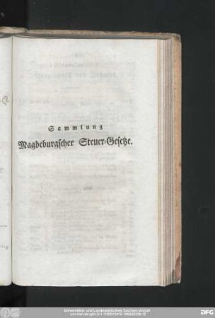 Sammlung Magdeburgscher Steuer-Gesetze.