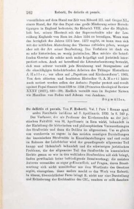 262-263 [Rezension] Roberti, Francesco Saverio, De delictis et poenis