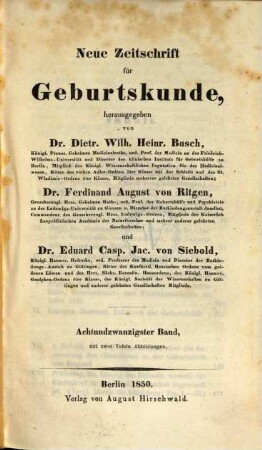 Neue Zeitschrift für Geburtskunde. 28,3. 1850