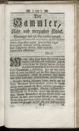 Acht und vierzigstes Stück. Montags den 31. Decembr. 1736.