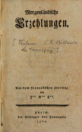 Morgenländische Erzehlungen