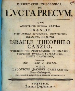 Dissertatio Theologica, De Lvcta Precvm