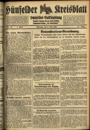 Zweite Ausgabe vom Samstag, den 02. Juli 1932.