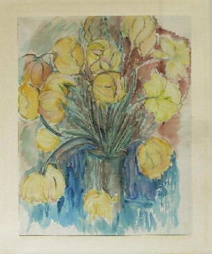 o.T. (Gelbe Blumen in grauer Vase)