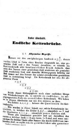 Erster Abschnitt. Endlich Kettenbrüche.