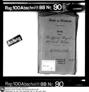 Schatzregister des Amts Vörden Enthält: Rauchschatzregister (1670); Verzeichnis der Schatzpflichtigen im Kirchspiel Bramsche und in der Vogtei Merzen [Amt Fürstenau] (1701)