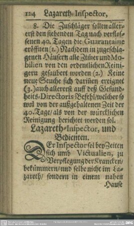 Lazareth-Inspector, und Bedienten