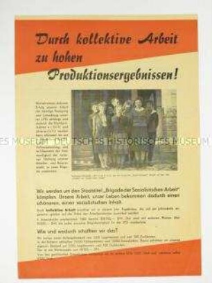 Propagandaflugblatt der SED zum sozialistischen Wettbewerb zwischen den LPG