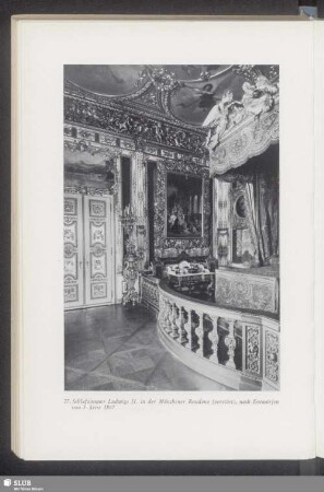 27. Schlafzimmer Ludwigs II. in der Münchener Residenz (zerstört), nach Entwürfen von F. Seitz 1867