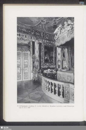 27. Schlafzimmer Ludwigs II. in der Münchener Residenz (zerstört), nach Entwürfen von F. Seitz 1867