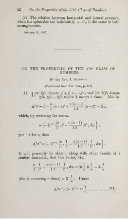 On the properties of the ... class of numbers.