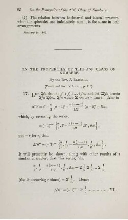 On the properties of the ... class of numbers.