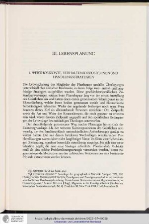 III. Lebensplanung