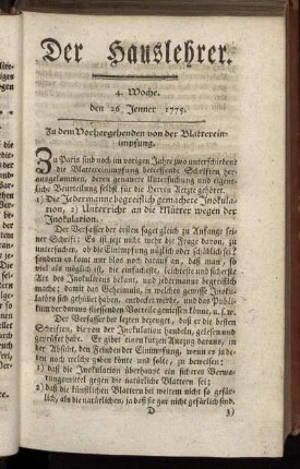 4. Woche, d. 26. Jenner 1775