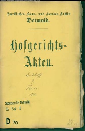 Diekhoff, Johann Konrad gegen Gottschalk Tasche zu Lückhausen - Schuldforderung