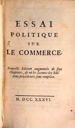 Essai politique sur le commerce
