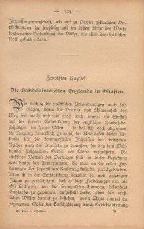 Zwölftes Kapitel. Die Handesinteressen Englands in Ostasien