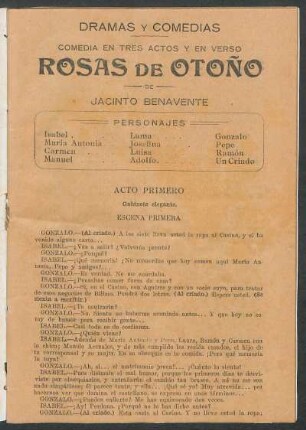 1920000200: Rosas de otoño : comedia en tres actos y en prosa