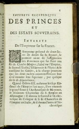 Interets De l'Empereur sur [...]