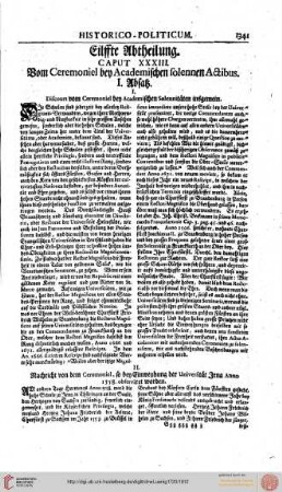 11. Abt./CAP. XXXIII. Vom Ceremoniel bey Academischen solennen Actibus