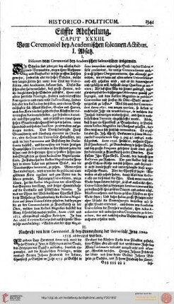 11. Abt./CAP. XXXIII. Vom Ceremoniel bey Academischen solennen Actibus