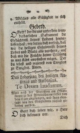 Das Lobgesang des heiligen Austinus und Ambrosius. Te Deum laudamus.