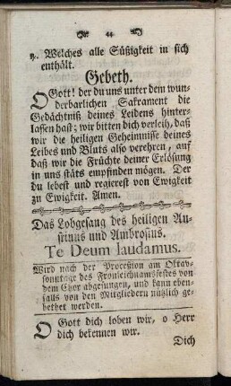 Das Lobgesang des heiligen Austinus und Ambrosius. Te Deum laudamus.