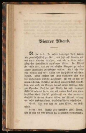Vierter Abend - Neue Seereisen und abermaliger Schiffbruch, Rettung und Heimkehr.