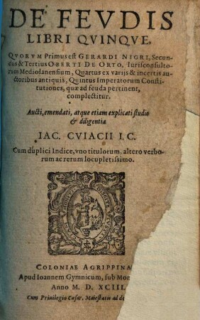 De Fevdis Libri Qvinqve